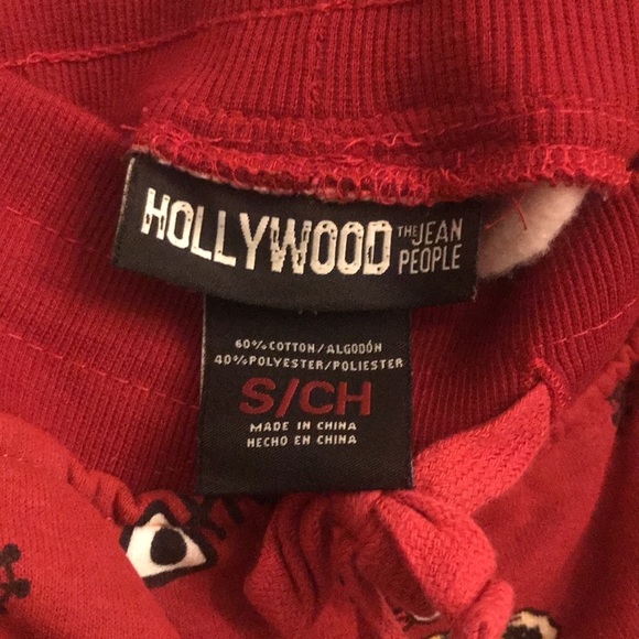Christmas Skull Red Jogger Sweatpants- Hollywood The Jean People - Size Small - Picture 5 of 8